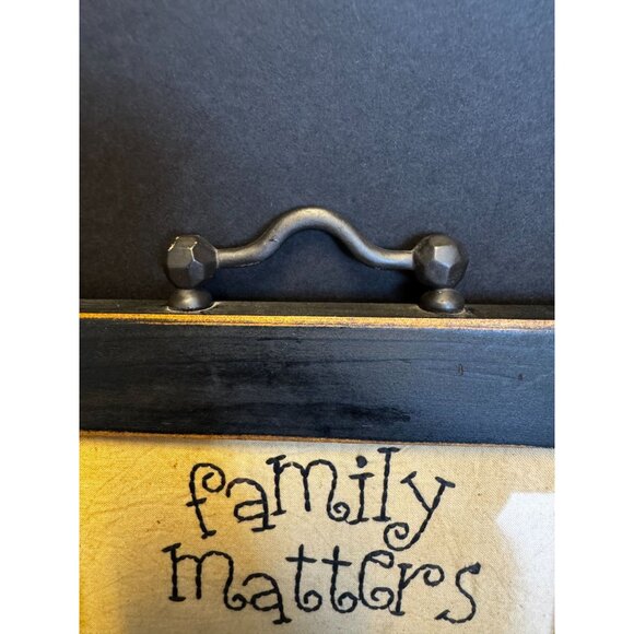 Rustic Black Wood Frame With "Family Matters" Embroidered Artwork & Handle Decor - Picture 4 of 7